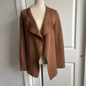 EILEEN FISHER Open Front Cardigan Sweater Brown Knitted Minimalist Size M